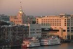 Morning on Savannah Riverfront.  The City Hall and the much detested Hyatt Hotel.